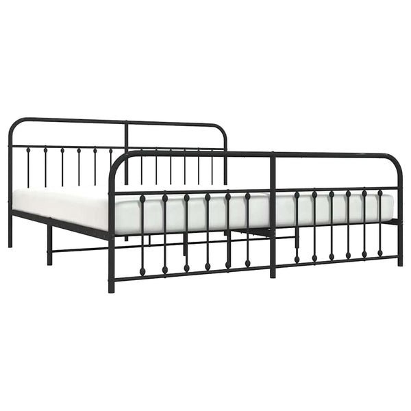 Schwarzes Metallbettgestell mit Kopfteil und Fußteil Honorina 193x203cm