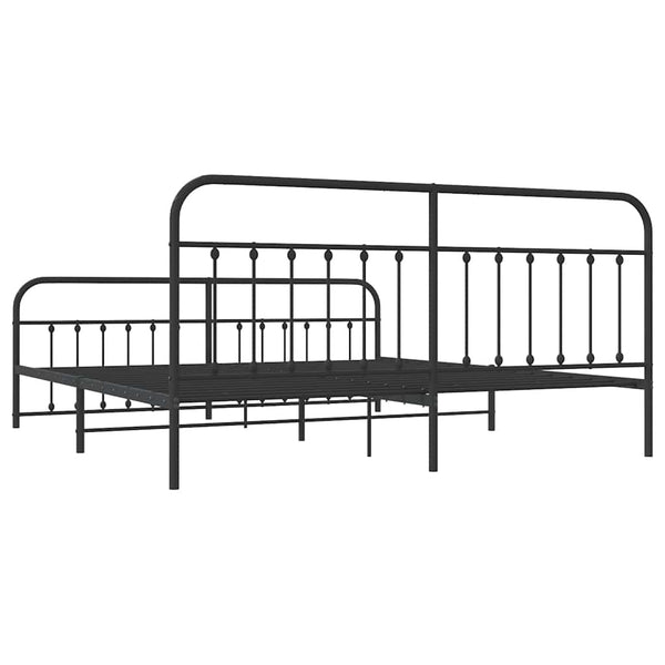 Schwarzes Metallbettgestell mit Kopfteil und Fußteil Honorina 193x203cm