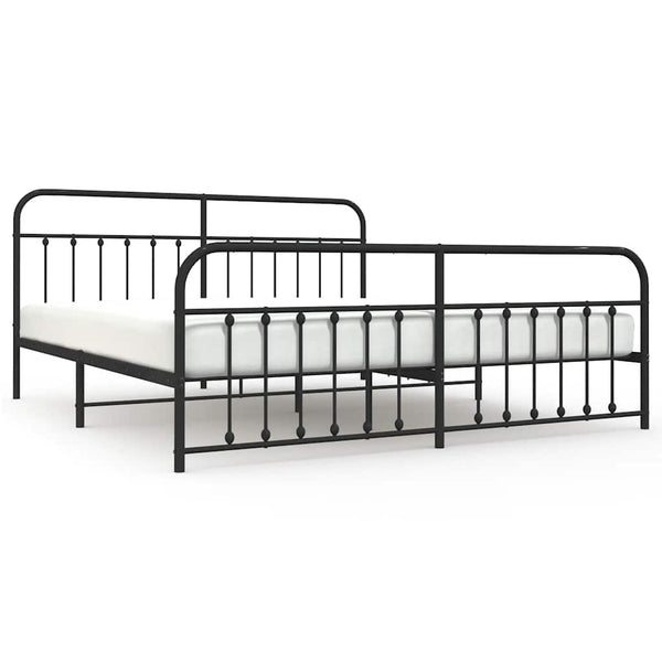 Schwarzes Metallbettgestell mit Kopfteil Honorina 200x200cm