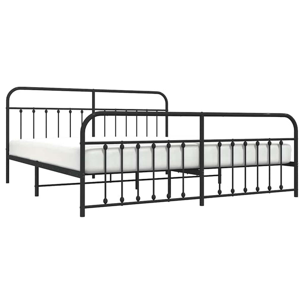 Schwarzes Metallbettgestell mit Kopfteil Honorina 200x200cm