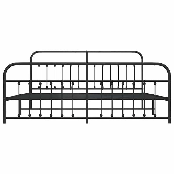 Schwarzes Metallbettgestell mit Kopfteil Honorina 200x200cm
