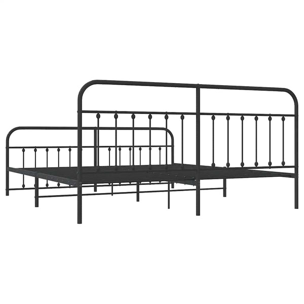 Schwarzes Metallbettgestell mit Kopfteil Honorina 200x200cm