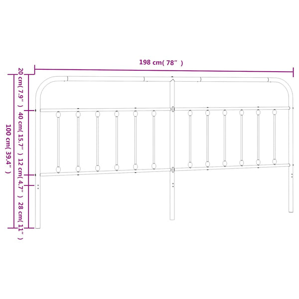 Schwarzes Kopfteil aus Metall Mueser 193 cm