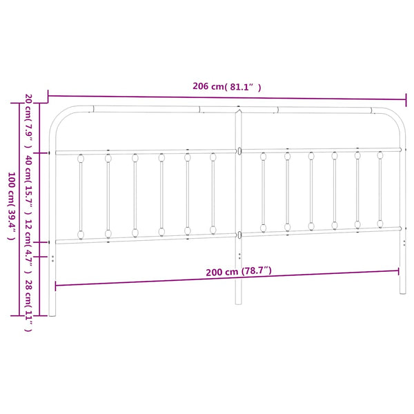 Schwarzes Metallbettkopfteil Mueser 200cm