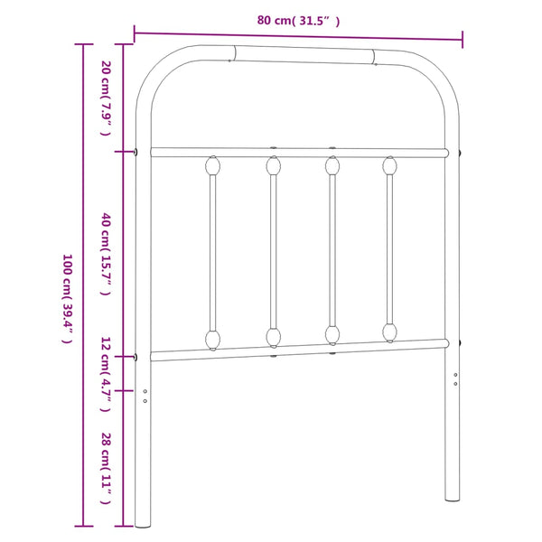 Weißes Kopfteil aus Metall Mueser 75cm