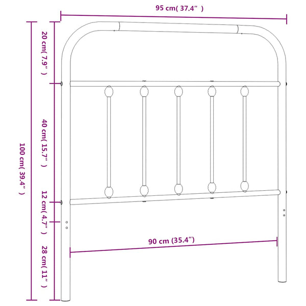 Weißes Kopfteil aus Metall Mueser 90cm