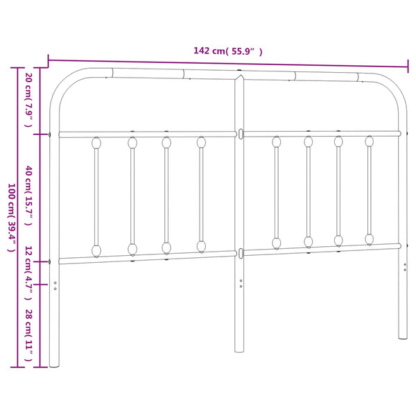 Valkoinen metallinen sängynpääty Mueser 135cm