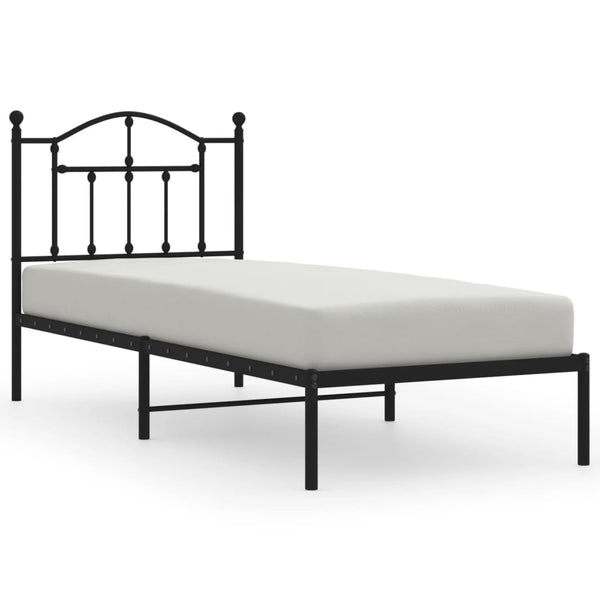 Schwarzes Metallbettgestell mit Kopfteil Crezantema 90x190cm