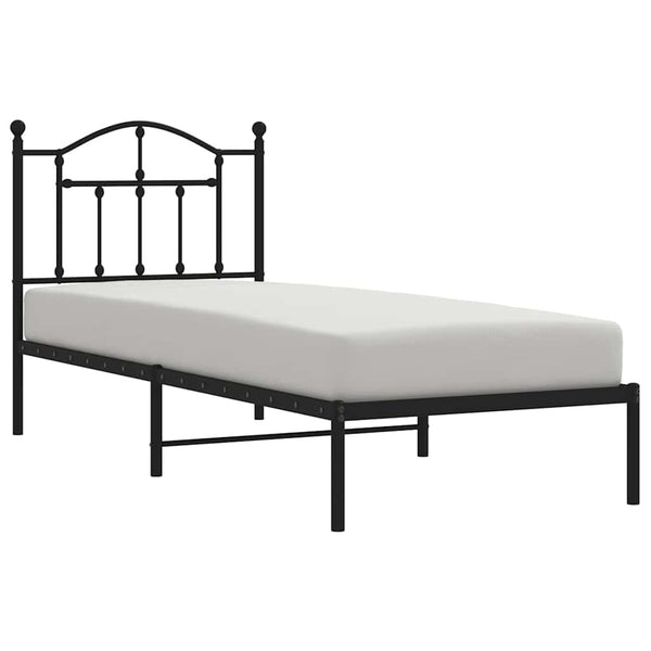 Schwarzes Metallbettgestell mit Kopfteil Crezantema 90x190cm