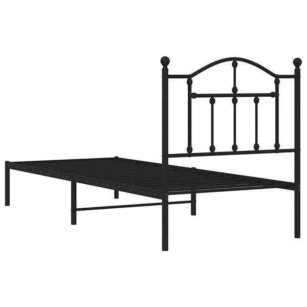 Schwarzes Metallbettgestell mit Kopfteil Crezantema 90x190cm