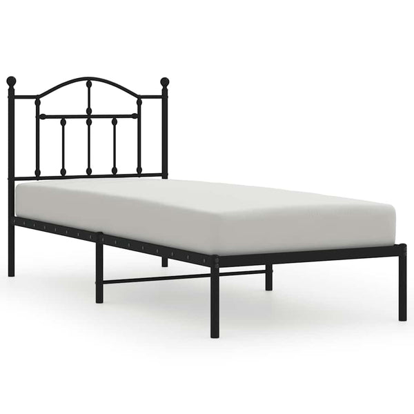 Schwarzes Metallbettgestell mit Kopfteil Crezantema 90x200cm