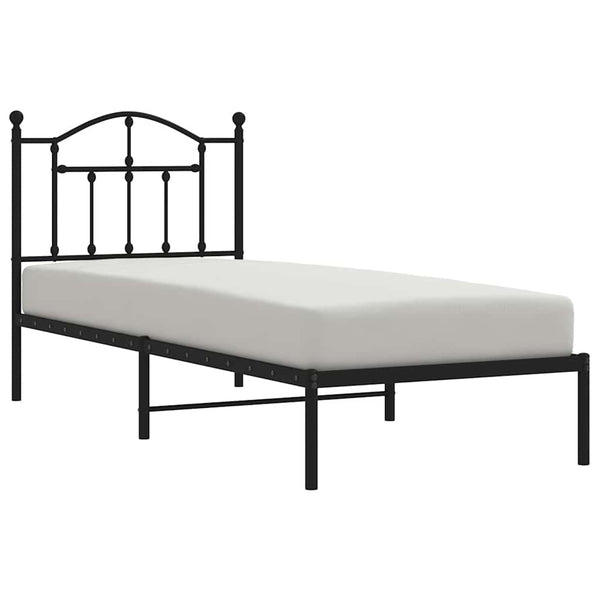 Schwarzes Metallbettgestell mit Kopfteil Crezantema 90x200cm