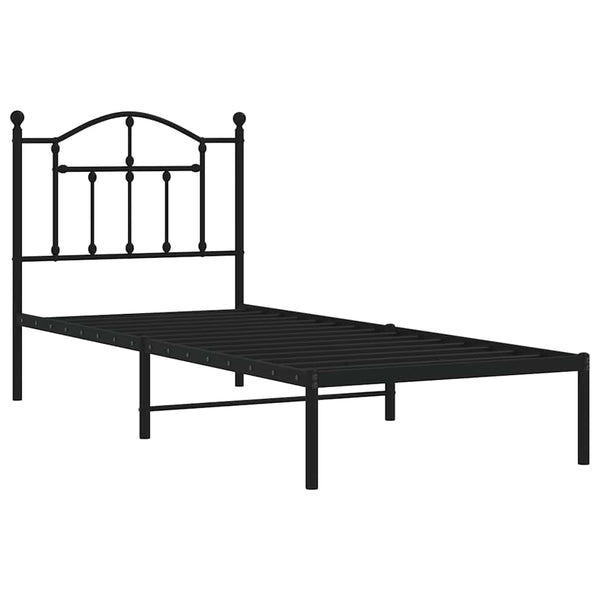 Schwarzes Metallbettgestell mit Kopfteil Crezantema 90x200cm