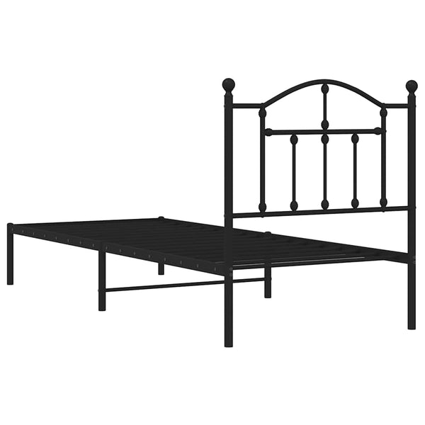 Schwarzes Metallbettgestell mit Kopfteil Crezantema 90x200cm