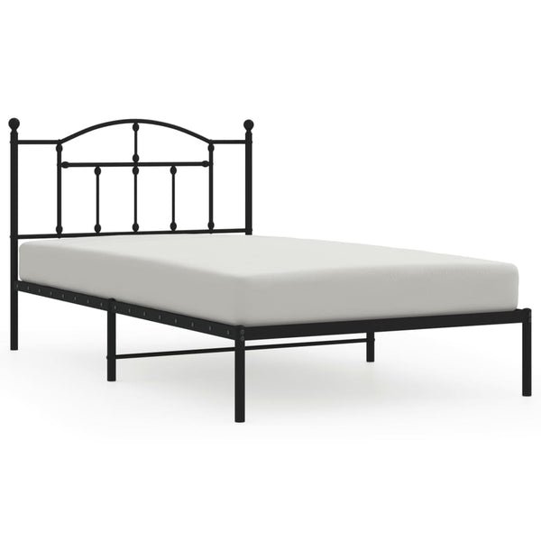 Schwarzer Metallbettrahmen mit Kopfstütze Crezantema 107x203cm