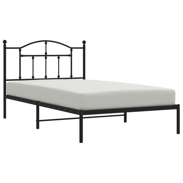 Schwarzer Metallbettrahmen mit Kopfstütze Crezantema 107x203cm