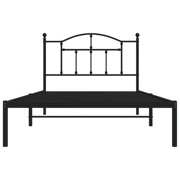 Schwarzer Metallbettrahmen mit Kopfstütze Crezantema 107x203cm