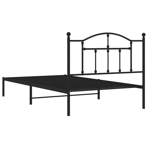Schwarzer Metallbettrahmen mit Kopfstütze Crezantema 107x203cm