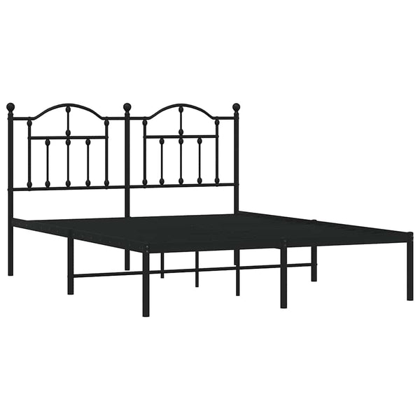 Schwarzes Metallbettgestell mit Kopfteil Crezantema 140x200cm