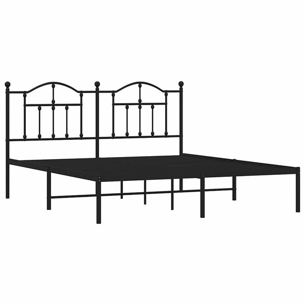 Schwarzes Metallbettgestell mit Kopfteil Crezantema 183x213cm