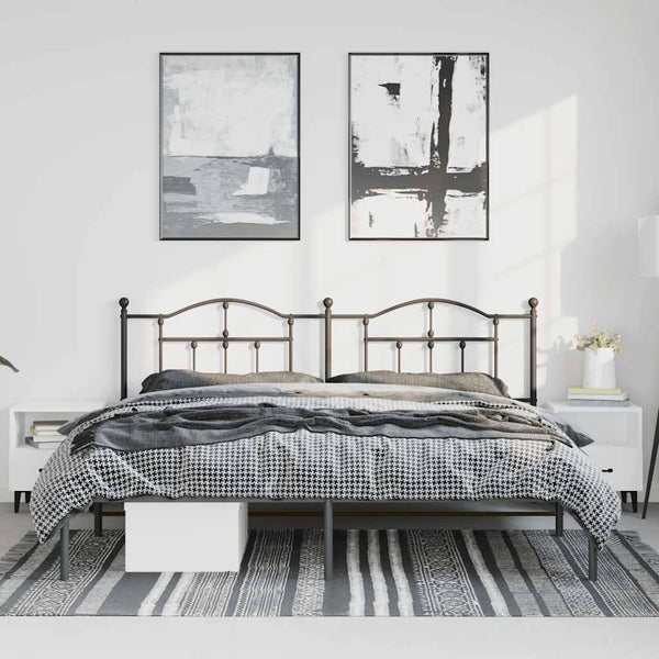 Schwarzes Metallbettgestell mit Kopfteil Crezantema 183x213cm