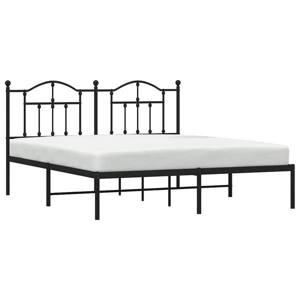 Schwarzes Metallbettgestell mit Kopfteil Crezantema 183x213cm