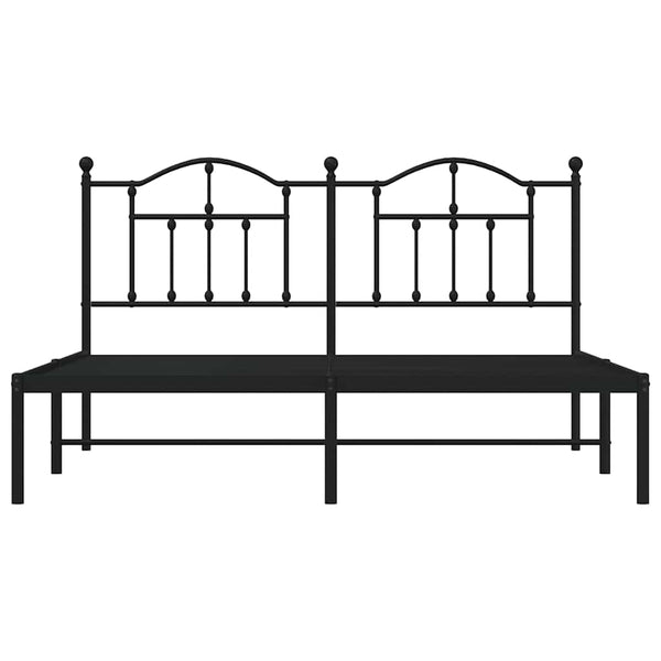 Schwarzes Metallbettgestell mit Kopfteil Crezantema 183x213cm