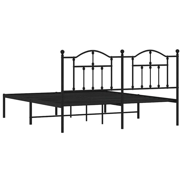 Schwarzes Metallbettgestell mit Kopfteil Crezantema 183x213cm