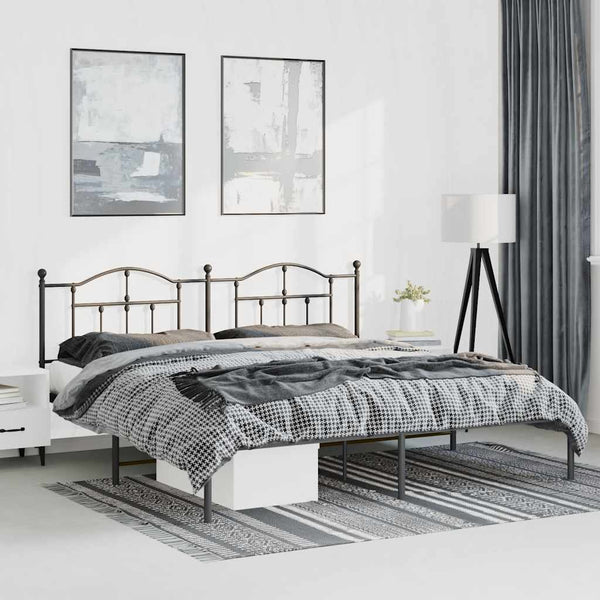 Schwarzes Metallbettgestell mit Kopfteil Crezantema 183x213cm
