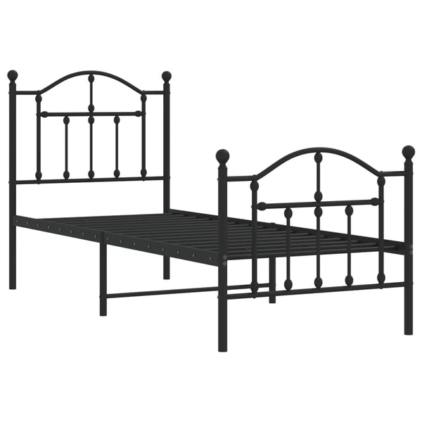 Schwarzer Metallbettrahmen mit Kopfteil Crezantema 75x190cm