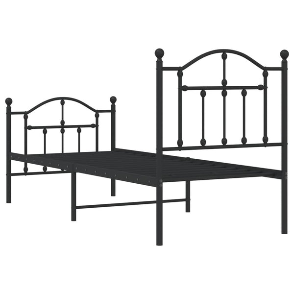 Schwarzer Metallbettrahmen mit Kopfteil Crezantema 75x190cm