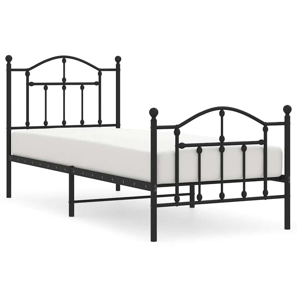 Bettgestell mit Kopfteil und Fußteil Metall schwarz Crezantema 90x190cm