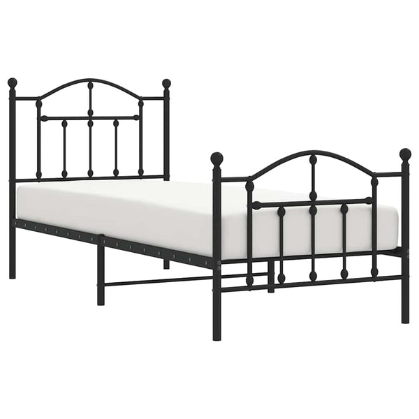Bettgestell mit Kopfteil und Fußteil Metall schwarz Crezantema 90x190cm