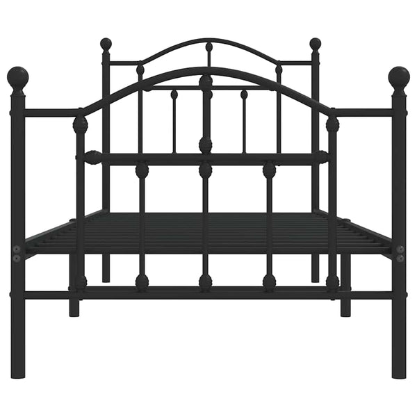Bettgestell mit Kopfteil und Fußteil Metall schwarz Crezantema 90x190cm