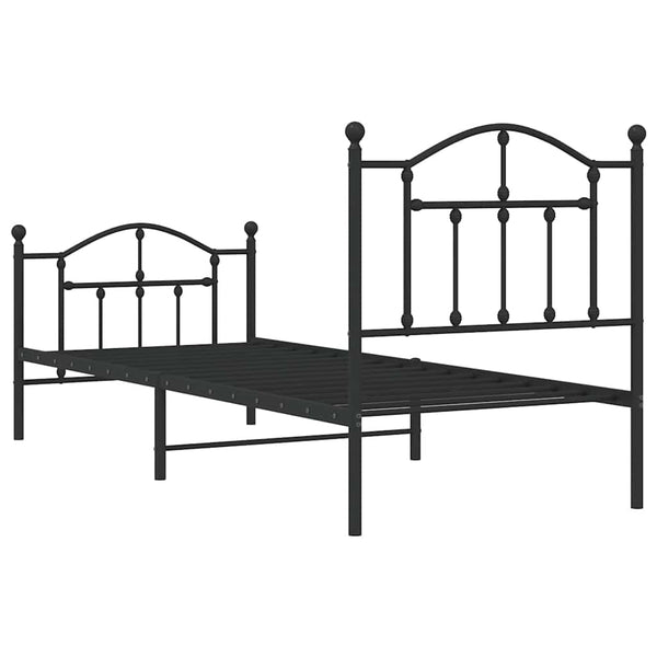 Bettgestell mit Kopfteil und Fußteil Metall schwarz Crezantema 90x190cm