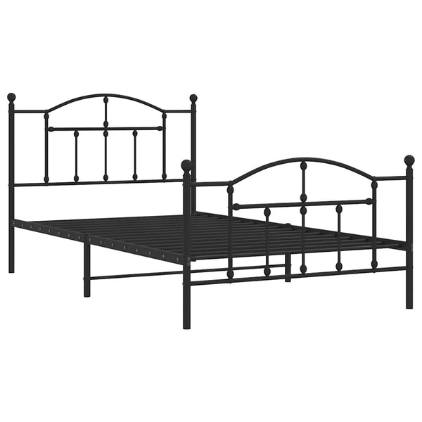 Schwarzes Metallbettgestell mit Kopfteil Crezantema 100x200cm