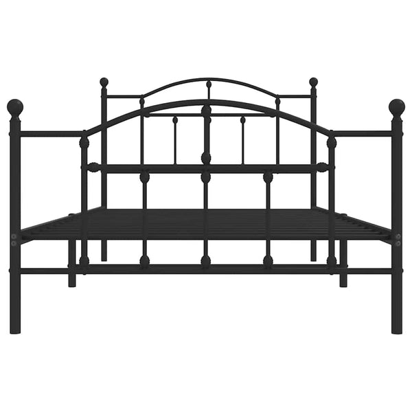 Schwarzes Metallbettgestell mit Kopfteil Crezantema 100x200cm