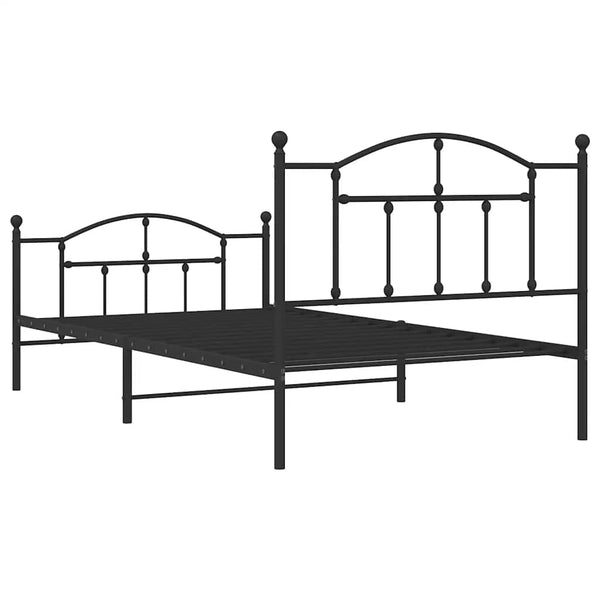 Schwarzes Metallbettgestell mit Kopfteil Crezantema 100x200cm