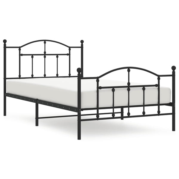 Metallbettgestell mit Kopfteil und Fußteil Crezantema 107x203cm, schwarz