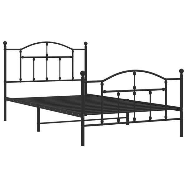 Metallbettgestell mit Kopfteil und Fußteil Crezantema 107x203cm, schwarz