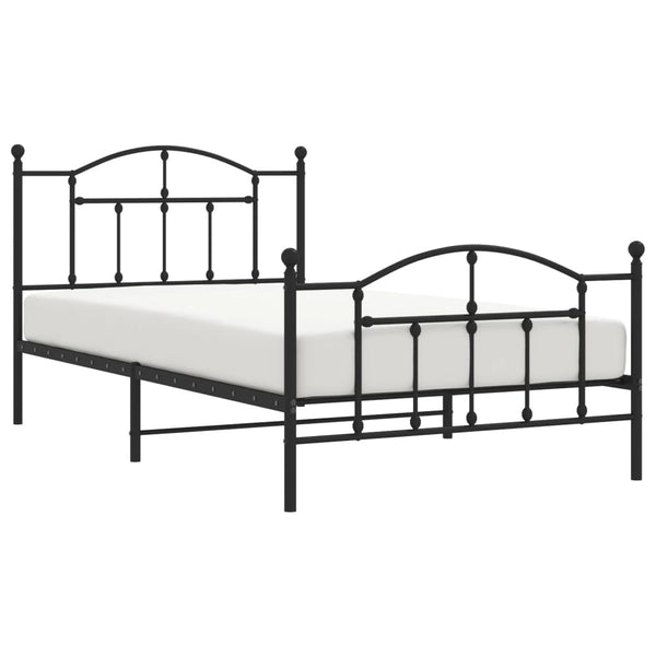 Metallbettgestell mit Kopfteil und Fußteil Crezantema 107x203cm, schwarz
