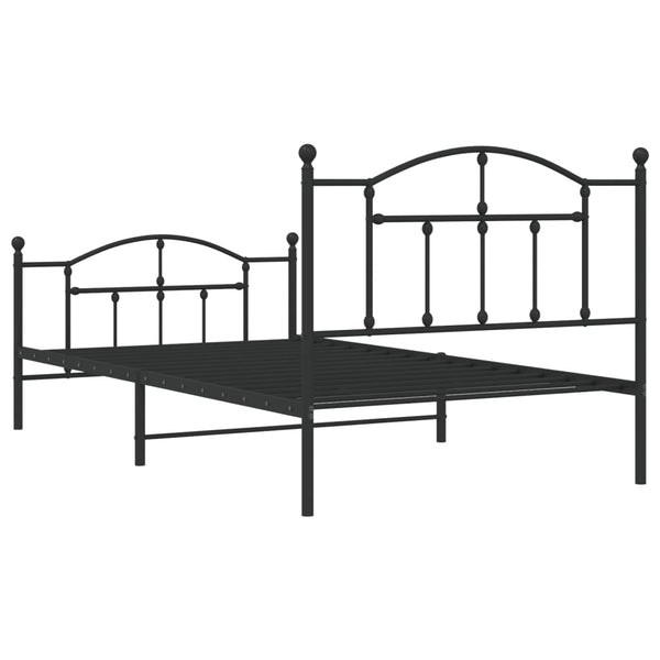 Metallbettgestell mit Kopfteil und Fußteil Crezantema 107x203cm, schwarz