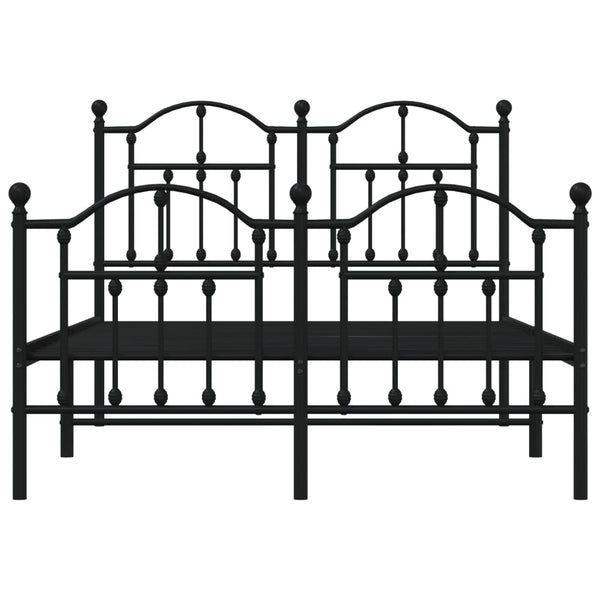 Schwarzer Metall-Bettrahmen mit Kopf- und Fußteil Crezantema 120x190cm