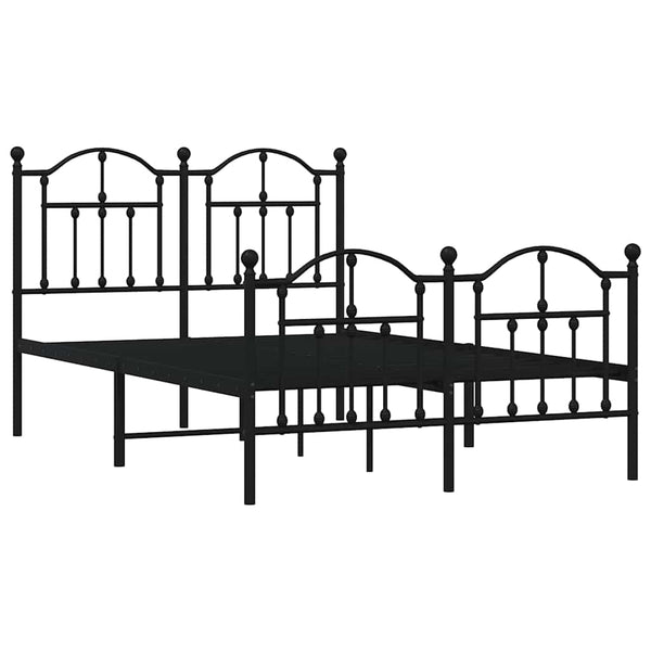 Schwarzes Metallbettgestell mit Kopfteilen Crezantema 120x200cm
