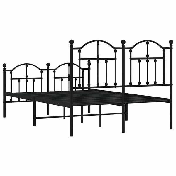 Schwarzes Metallbettgestell mit Kopfteilen Crezantema 120x200cm