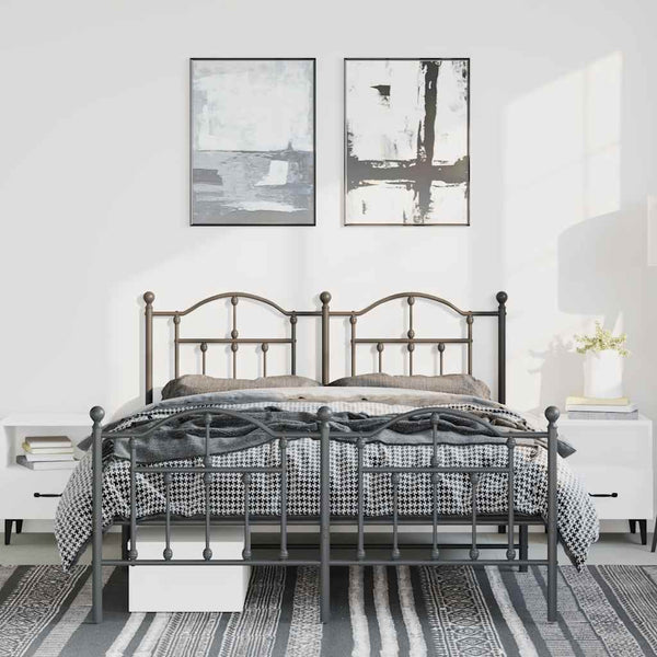 Schwarzes Metallbettgestell mit Kopfteil Crezantema 135x190cm