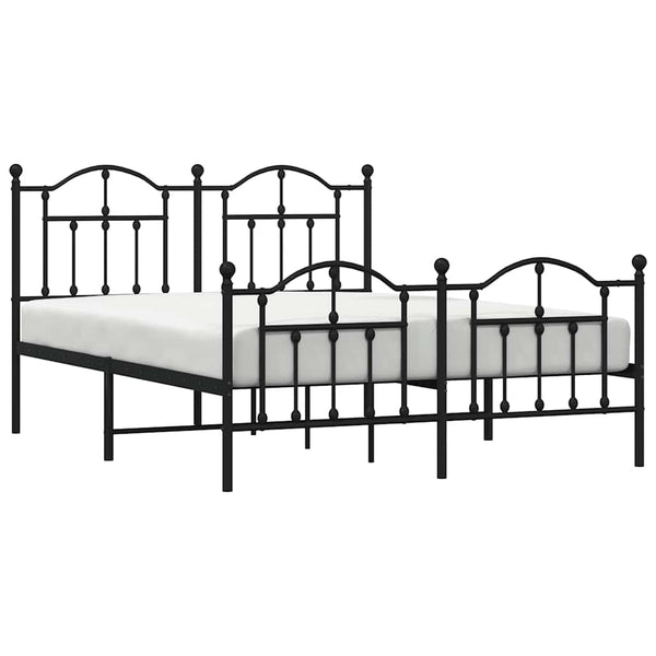 Schwarzes Metallbettgestell mit Kopfteil Crezantema 135x190cm