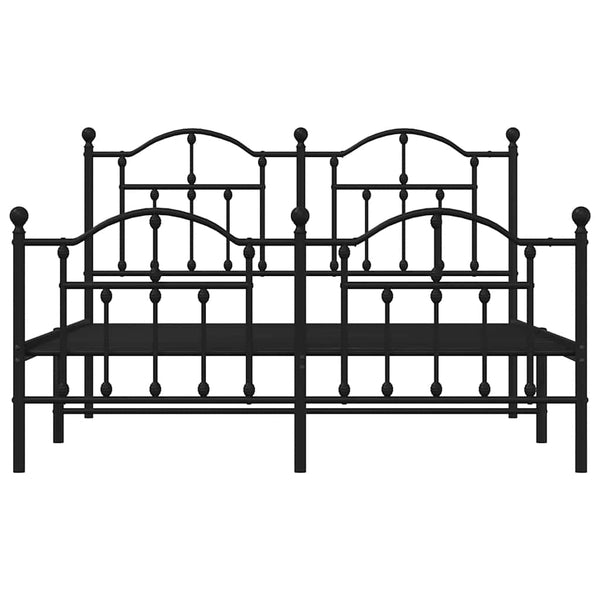 Schwarzes Metallbettgestell mit Kopfteil Crezantema 135x190cm