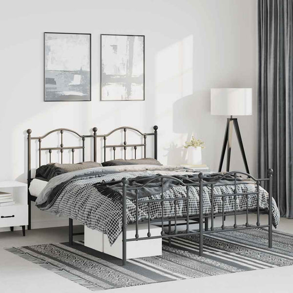 Schwarzes Metallbettgestell mit Kopfteil Crezantema 135x190cm