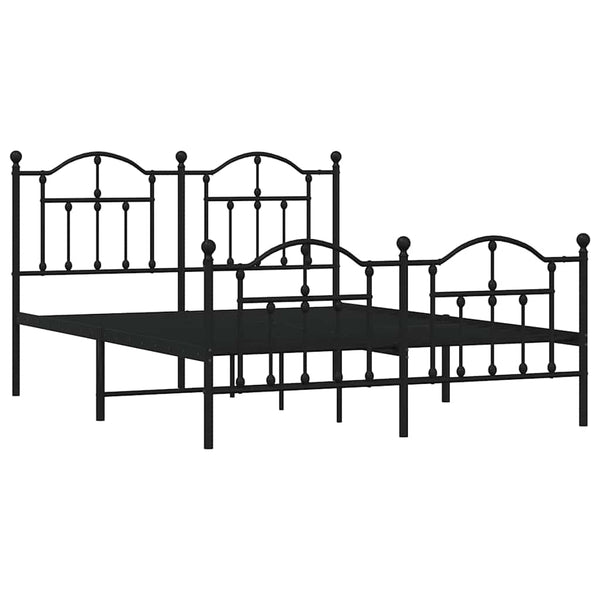 Schwarzes Metallbettgestell mit Kopfteil Crezantema 140x200cm